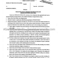 Georgena Roberts Plea of Not Guilty, Request for Production and Demand for Speedy Jury Trial - Pg. 1