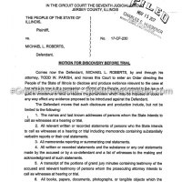 Michael Roberts motion of discovery before trial - Pg. 1