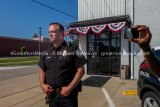 Jerseyville, IL Police Chief Brad Blackorby starts to address assembled press regarding the officer and suspect shooting that occurred in the early morning hours of Tuesday June 13, 2017.