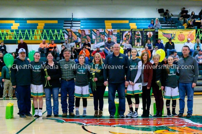 Southwestern senior girls basketball players and families were recognized during the Southwester vs. Hillsboro game.