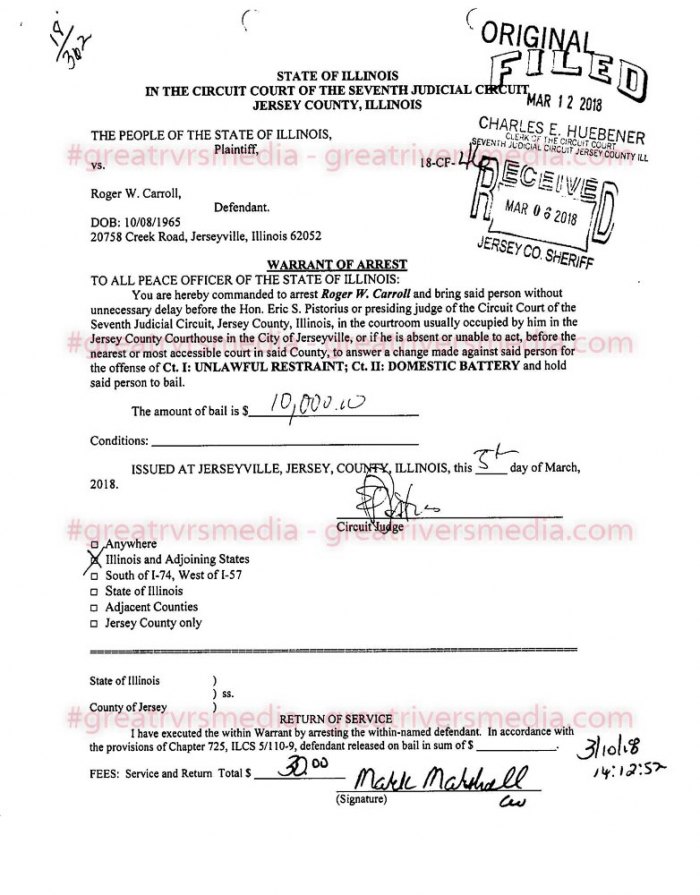 Roger Carroll Arrest Warrant