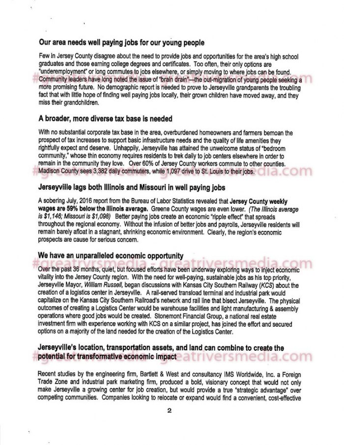 "Renting A Slum", How Jerseyville's Enterprise Zone Was Able to Win Page discusses how well paying jobs will be created even though the average St. Louis warehouse job pays $11.01 per hour.
