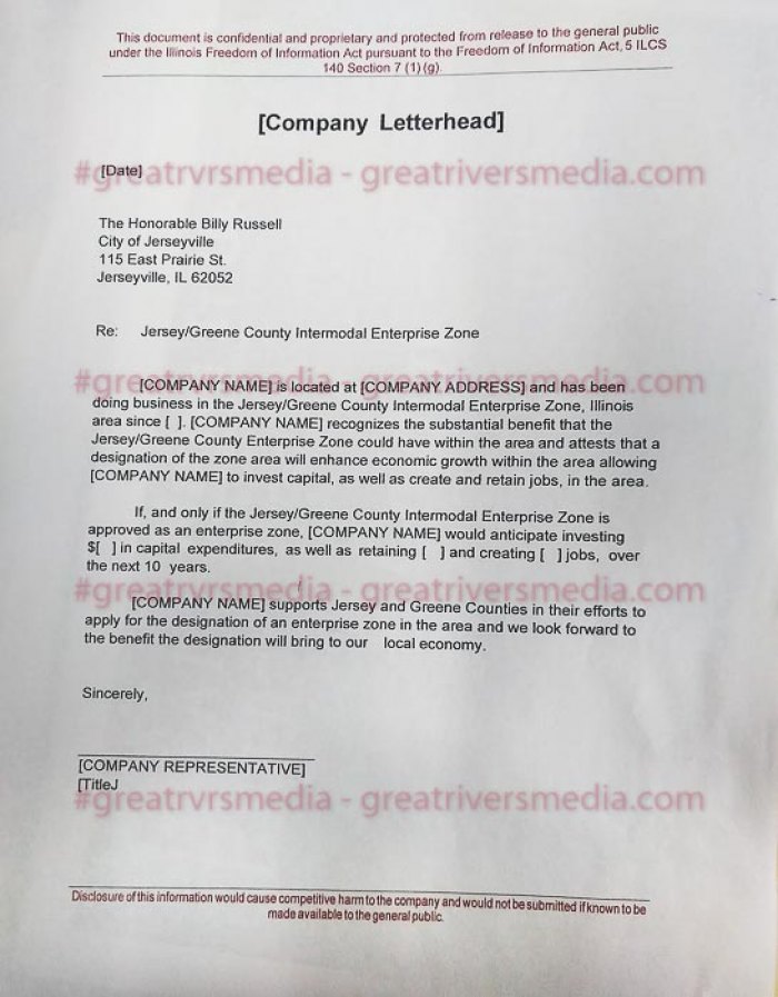 "Renting A Slum", How Jerseyville's Enterprise Zone Was Able to Win Sample letter template requesting information from businesses that is marked to not provide through Freedom Of Information Act requests.