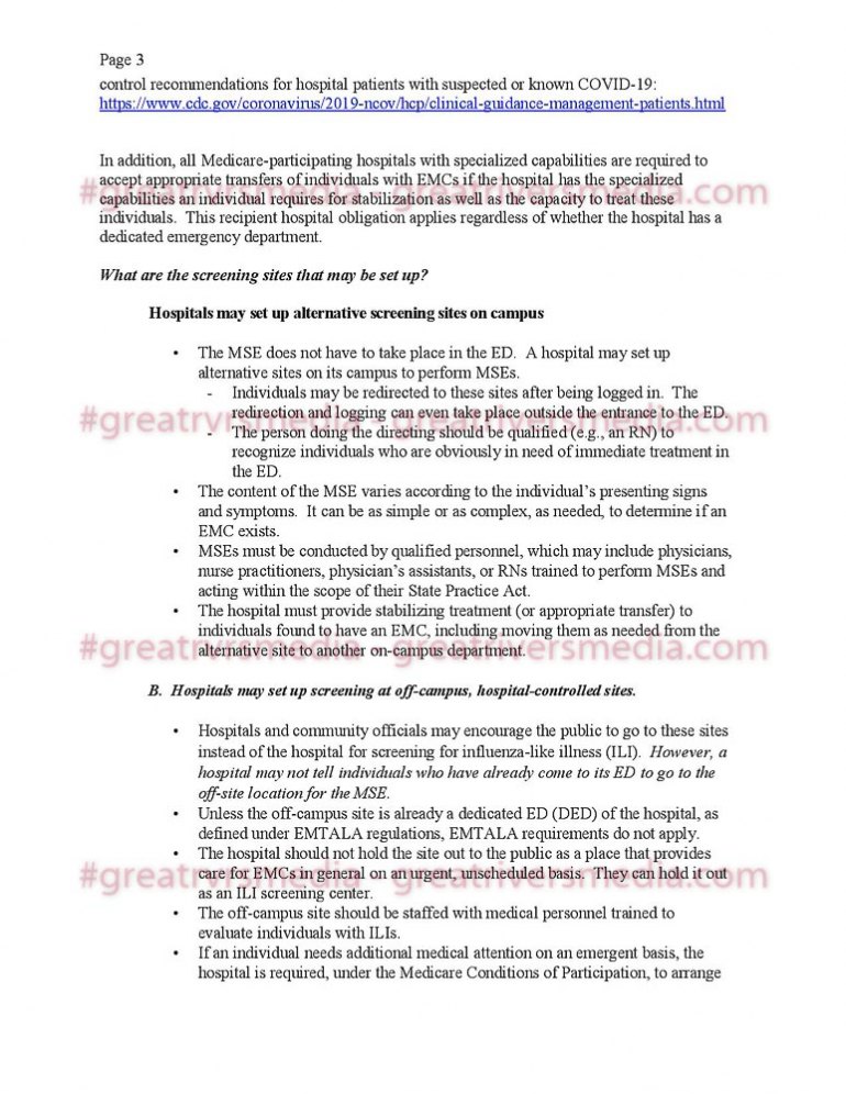 Guidance From Feds Regarding COVID-19 & Hospital Responsibilities Guidance From Feds Regarding COVID-19 & Hospital Responsibilities