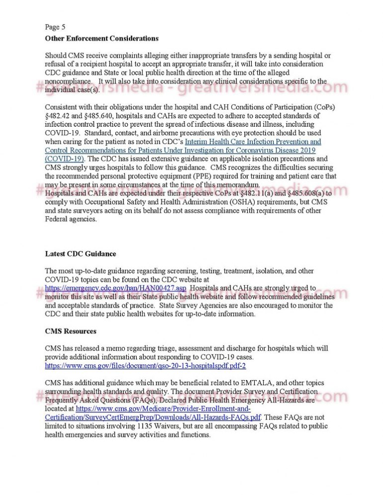 Guidance From Feds Regarding COVID-19 & Hospital Responsibilities Guidance From Feds Regarding COVID-19 & Hospital Responsibilities