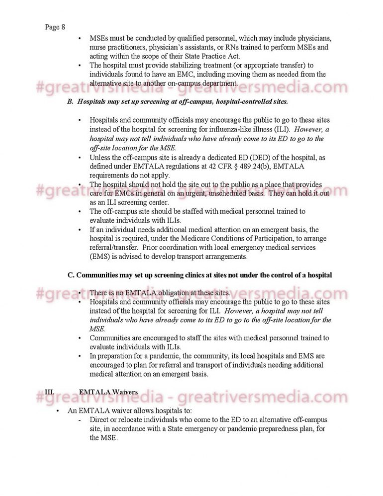 Guidance From Feds Regarding COVID-19 & Hospital Responsibilities Guidance From Feds Regarding COVID-19 & Hospital Responsibilities