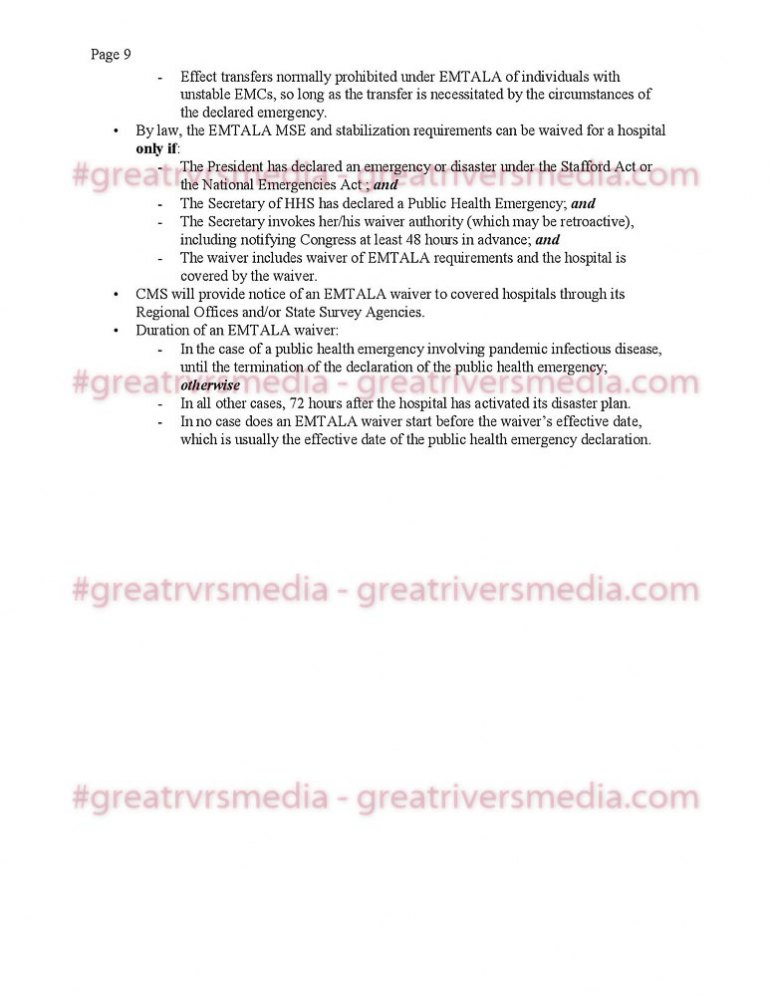 Guidance From Feds Regarding COVID-19 & Hospital Responsibilities Guidance From Feds Regarding COVID-19 & Hospital Responsibilities