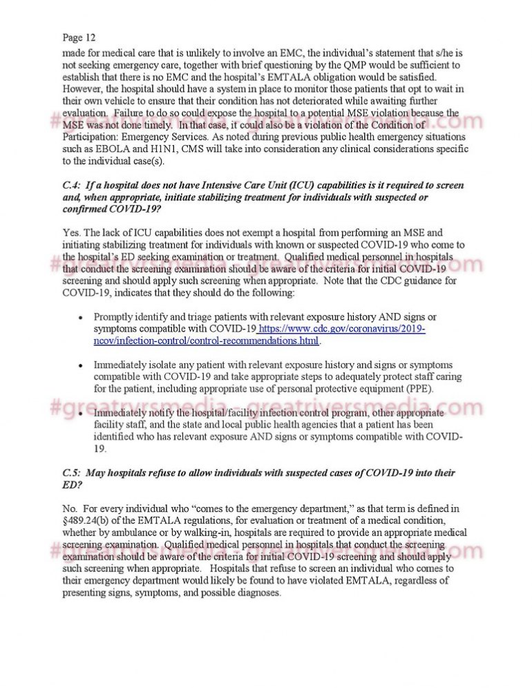 Guidance From Feds Regarding COVID-19 & Hospital Responsibilities Guidance From Feds Regarding COVID-19 & Hospital Responsibilities