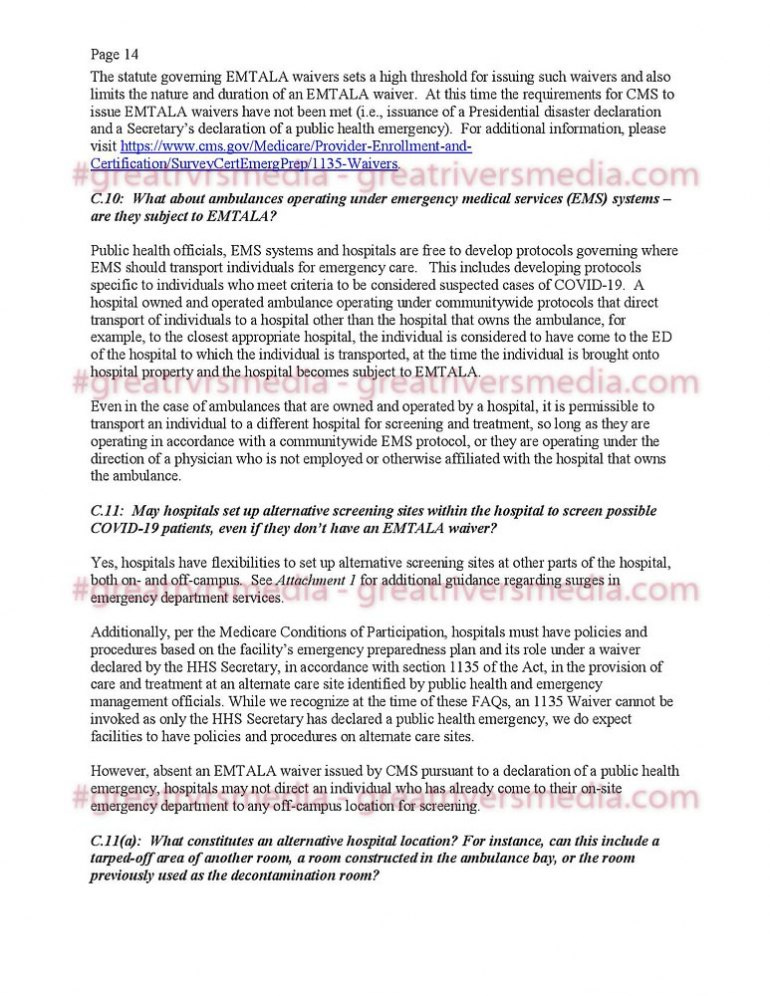 Guidance From Feds Regarding COVID-19 & Hospital Responsibilities Guidance From Feds Regarding COVID-19 & Hospital Responsibilities