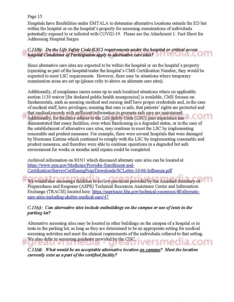 Guidance From Feds Regarding COVID-19 & Hospital Responsibilities Guidance From Feds Regarding COVID-19 & Hospital Responsibilities