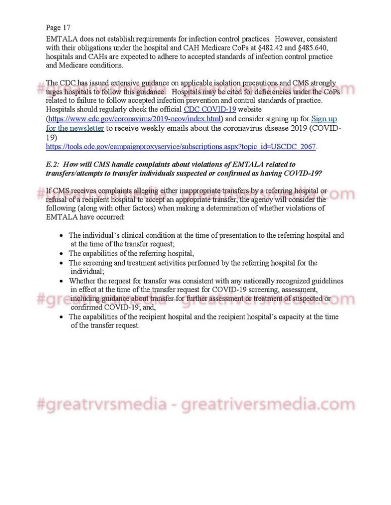 Guidance From Feds Regarding COVID-19 & Hospital Responsibilities Guidance From Feds Regarding COVID-19 & Hospital Responsibilities