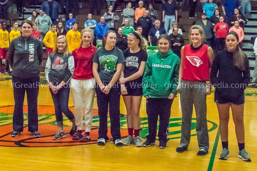 Carrollton St. John Heads to Girls 7th Grade State Championship Game Carrollton St. John team introduced before start of Carrollton boys varsity game on 12/1/2017