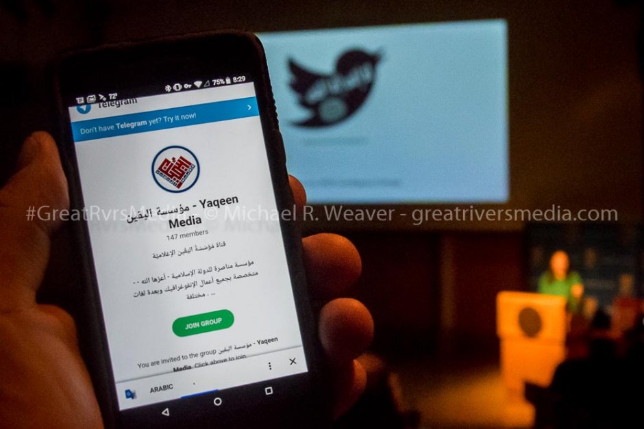 Within minutes of being instructed how to use Telegram, an app favored by terrorist, members of the audience could see what islamic terror groups see and use.