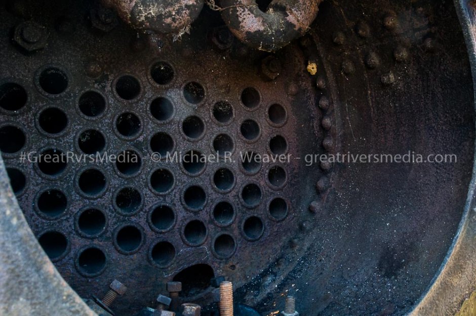 Interior of Reeves steam tractor boiler