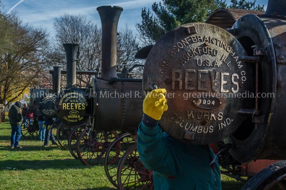 Line of steam tractors at Fred and Brenda Nolan auction.